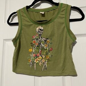 Green Skeleton Graphic Kids Tank Top
